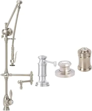 Waterstone 4410-12-4-AP Gantry Pull Out Spray Kitchen Faucet 4 Piece Kit Antique Pewter