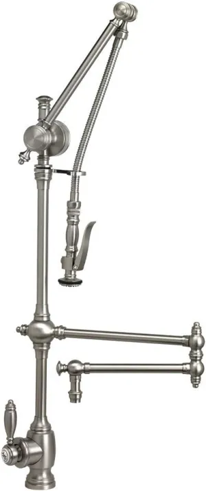 Waterstone 4410-18-PG Traditional Gantry Pulldown Faucet - 18" Articulated Spout Polished Gold