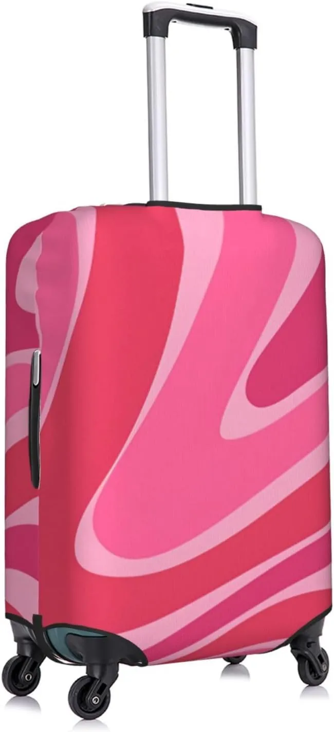 Wave Pink Lines Travel Luggage Cover Fits 18-32 Inch Luggage, Elastic Suitcase Cover Protector with Concealed Zipper for Wheeled Suitcase Tsa Approved
