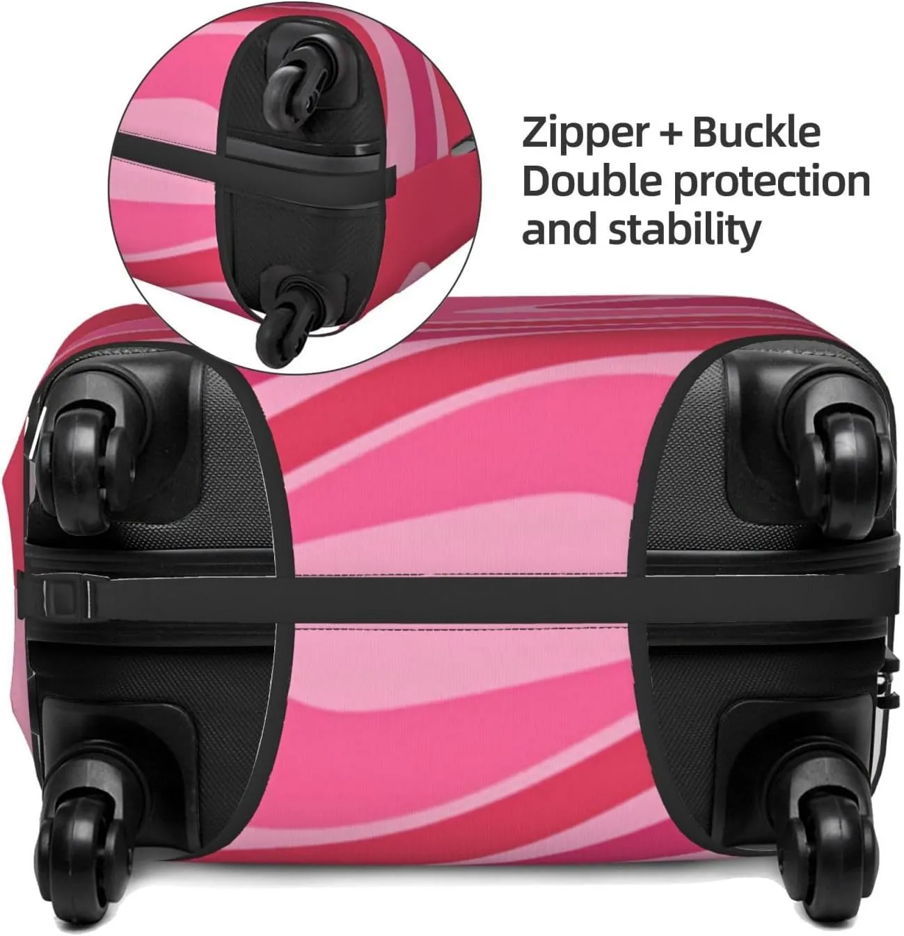 Wave Pink Lines Travel Luggage Cover Fits 18-32 Inch Luggage, Elastic Suitcase Cover Protector with Concealed Zipper for Wheeled Suitcase Tsa Approved