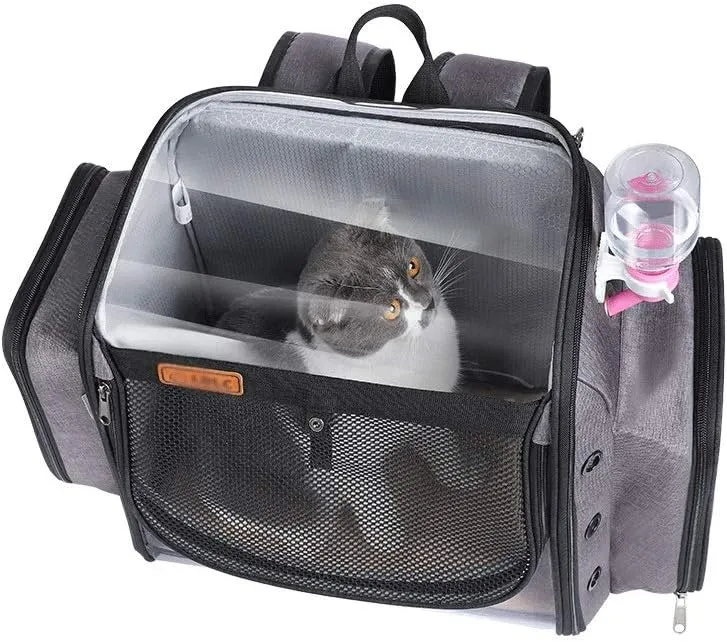 Wheeled Pet Travel Carrier Backpack, Pet Cat Carrier Backpack Foldable Pet Carrier for Small Dogs and Cats with Foldable Bowl, Cat Litter Box