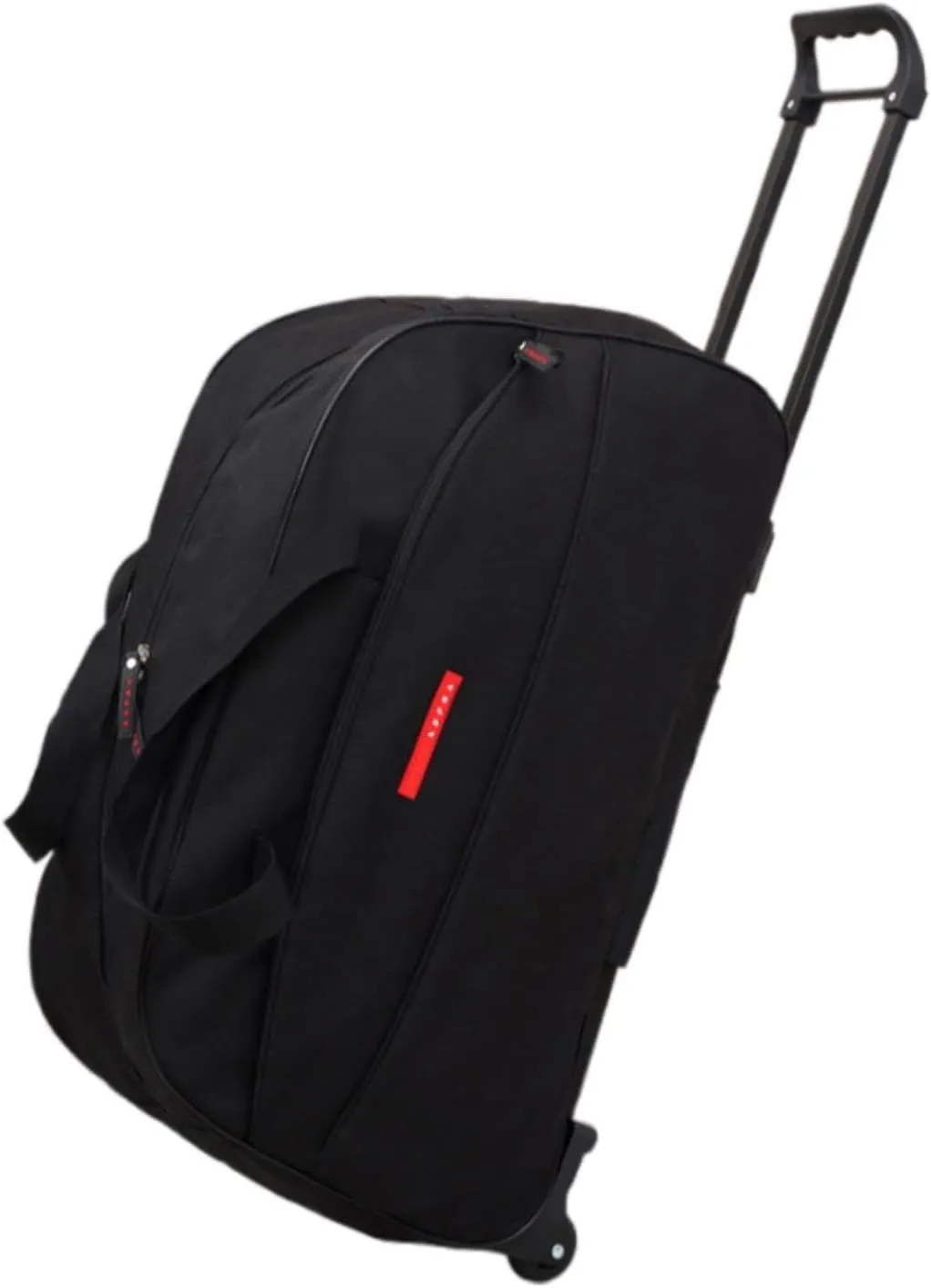 Wheeled Rolling Duffel Bag Foldable Carry on Luggage Bag for Sports Beach, Black