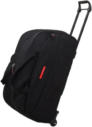 Wheeled Rolling Duffel Bag Foldable Carry on Luggage Bag for Sports Beach, Black