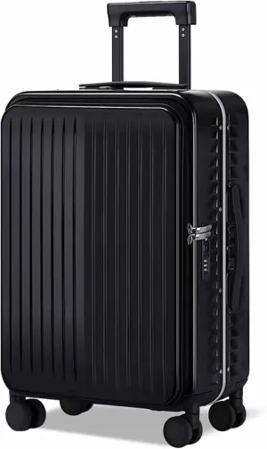 Wheeled Suitcase, Large Capacity Carry-on Luggage, Detachable Side Bag Design Suitcase, Code Lock,Silver-24 inches (Black 20 inches)