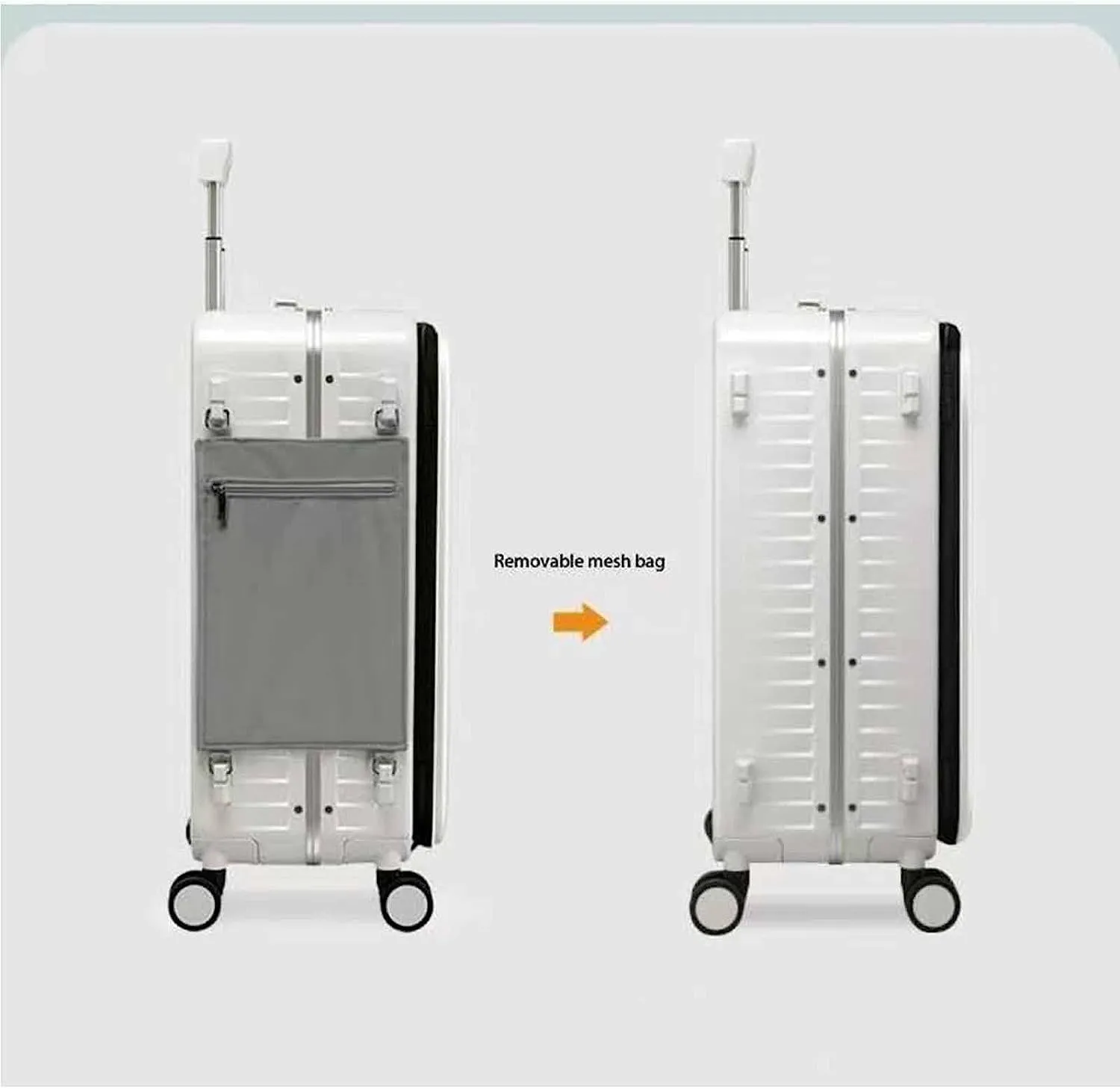 Wheeled Suitcase, Large Capacity Carry-on Luggage, Detachable Side Bag Design Suitcase, Code Lock,Silver-24 inches (Black 20 inches)