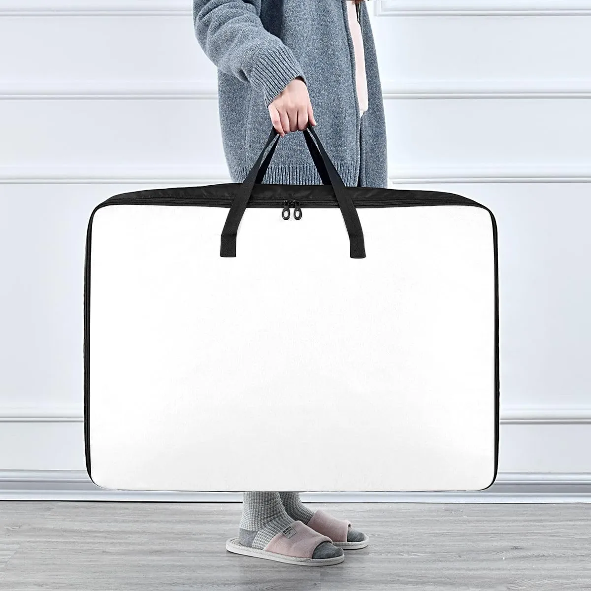 White Storage Bags, 27.5x19.7x11 In, Garment Storage Organizer Travel Cargo Duffel Bags Space Saving Packing Totes for Moving Supplies Storage
