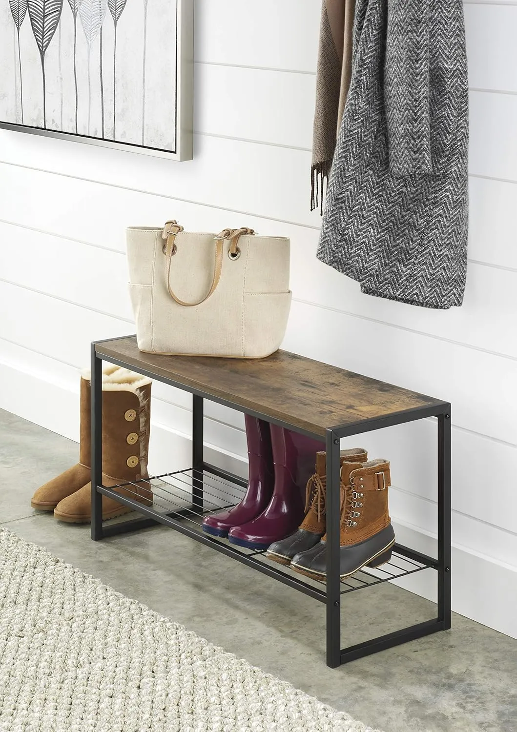 Whitmor Modern Industrial Entryway Bench