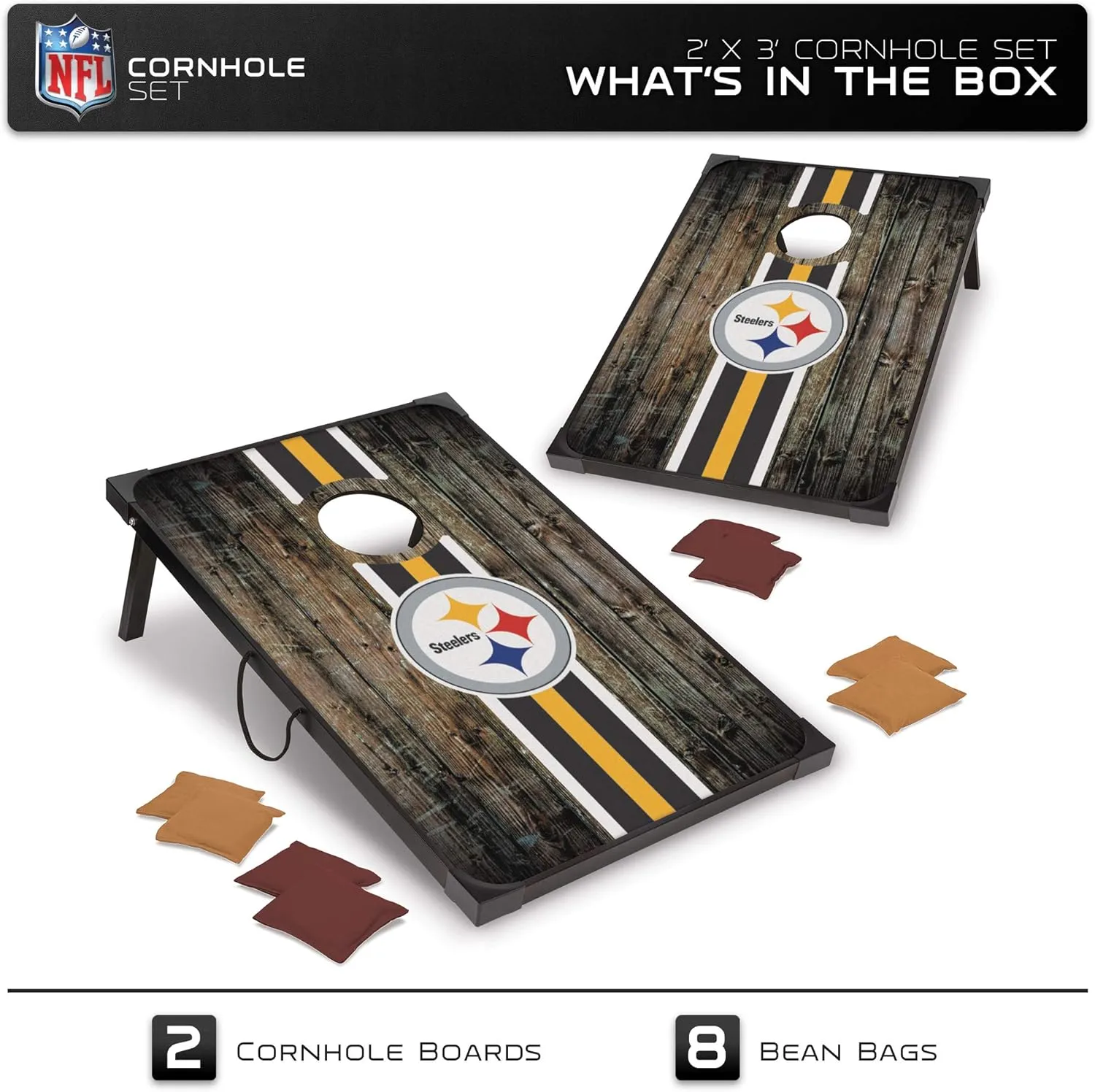 Wild Sports NFL 2' x 3' MDF Deluxe Cornhole Set - with Corners and Aprons