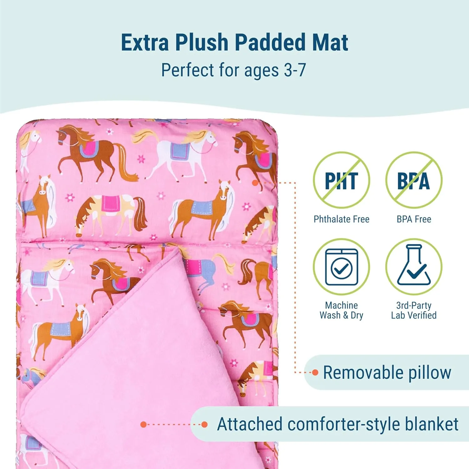 Wildkin Kids Original Nap Mat – Cozy Kids Sleep Mat with Pillow, ideal for School & Travel