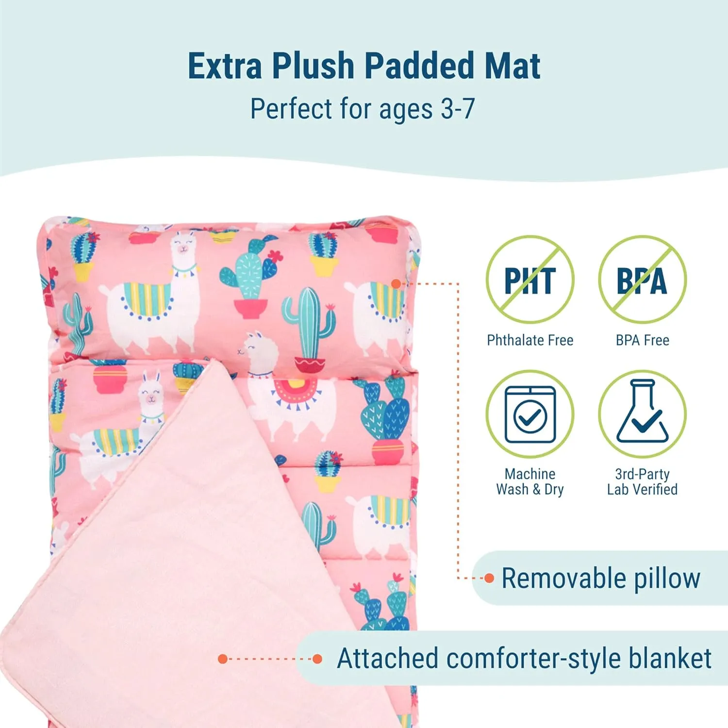 Wildkin Kids Original Nap Mat – Cozy Kids Sleep Mat with Pillow, ideal for School & Travel
