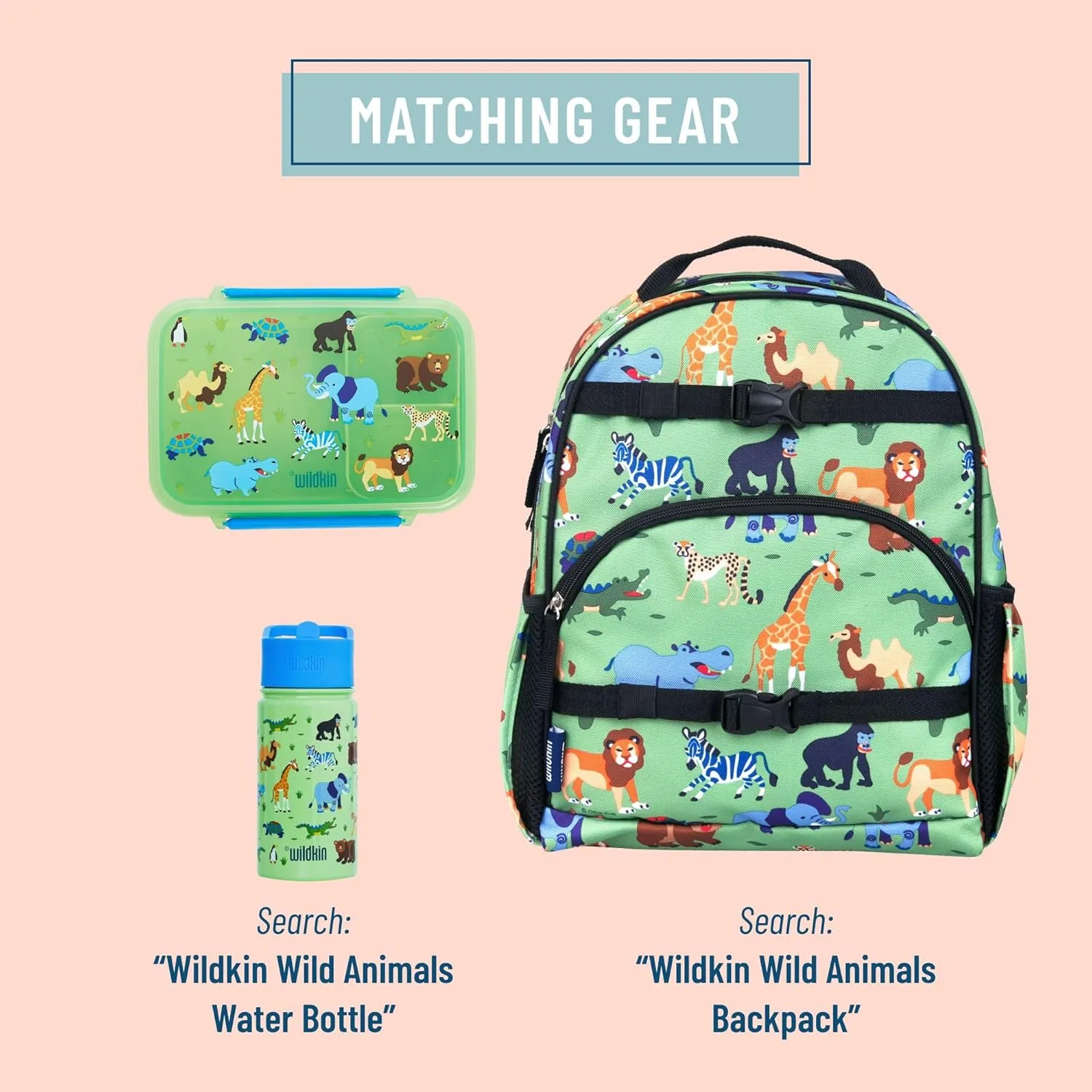 Wildkin Reusable Food Container for Kids – Airtight, Leak Resistant, Dishwasher Safe - Wild Animals