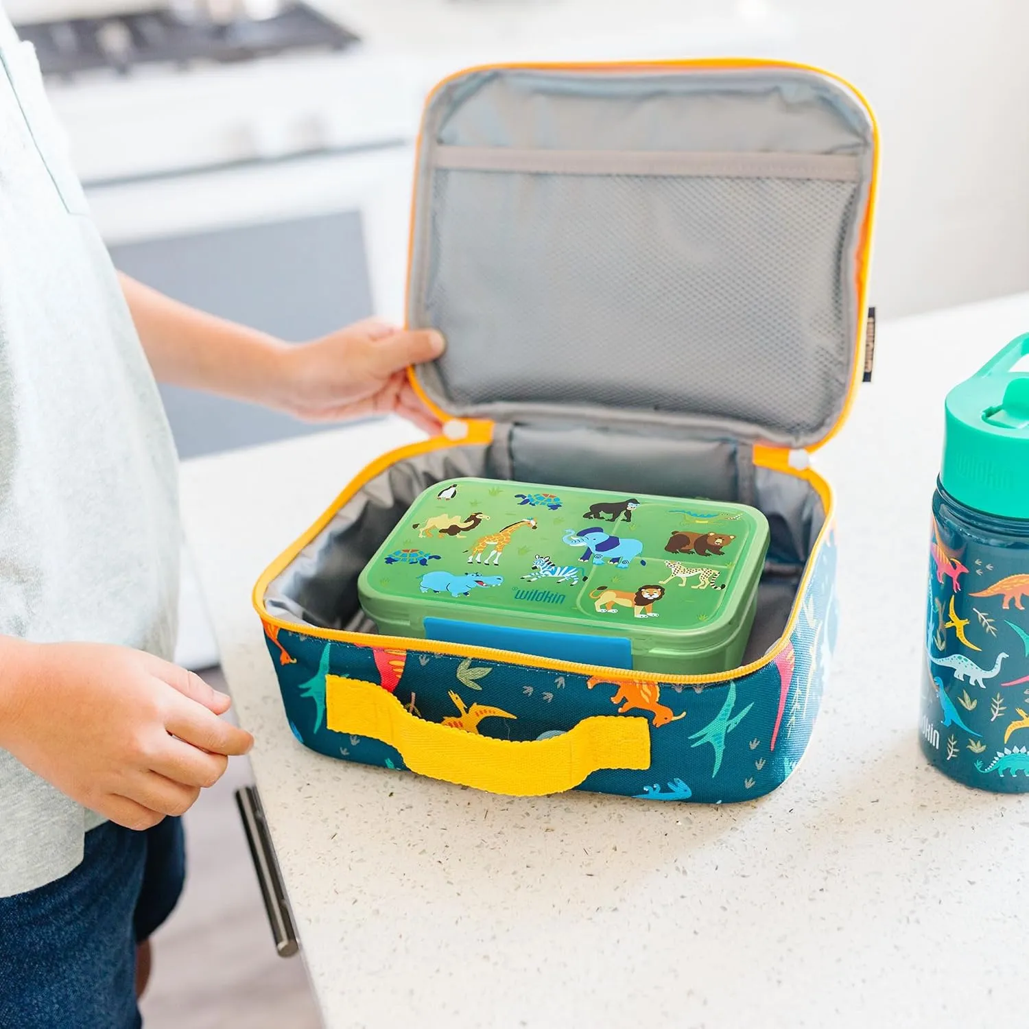 Wildkin Reusable Food Container for Kids – Airtight, Leak Resistant, Dishwasher Safe - Wild Animals
