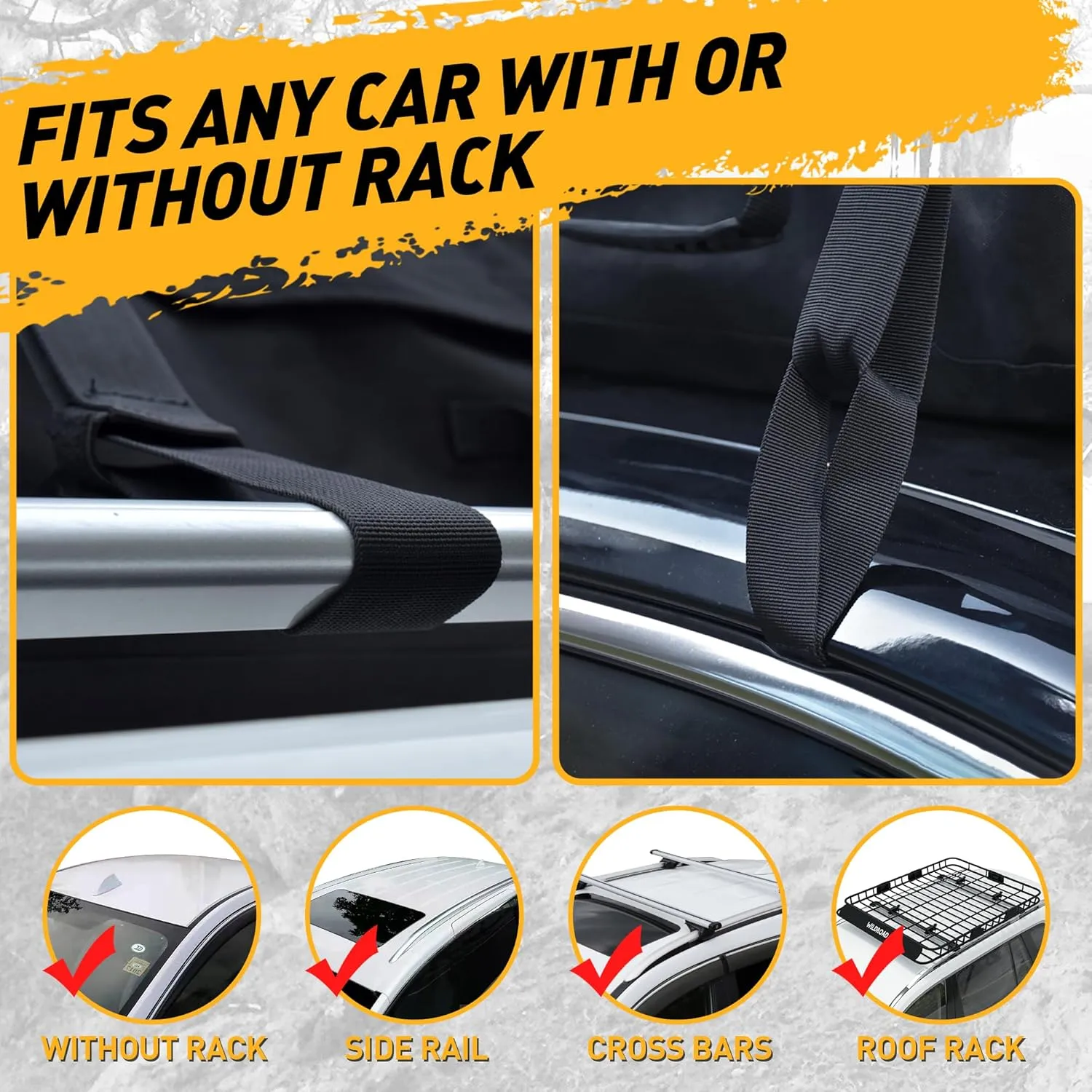 WILDROAD Rooftop Cargo Carrier - 25 Cubic Feet, 600D Ultra Anti-Tear Fabric, Waterproof Car Roof Bag with Soft-Shell, Anti-Slip Mat and 6 Door Hooks - Fits Cars with/Without Racks