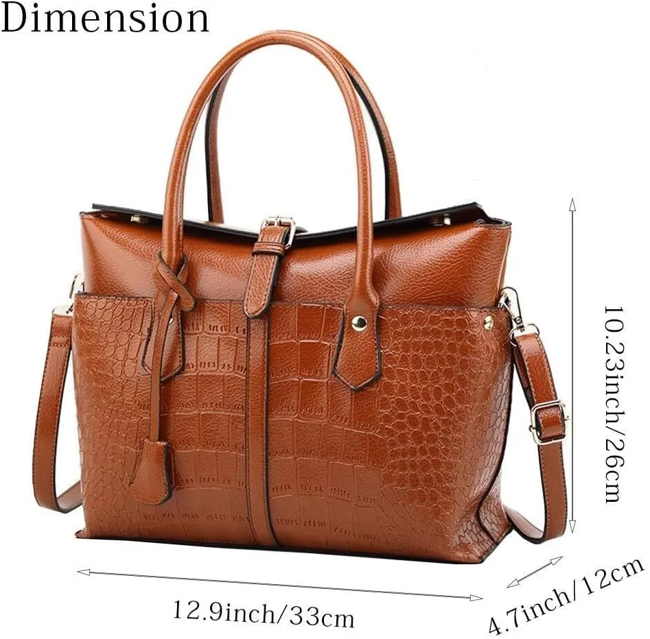 Women Fashion Tote Bag Crocodile Texture Handbag And Purses Ladies Shoulder Bag Satchel Work Top Handle Bag