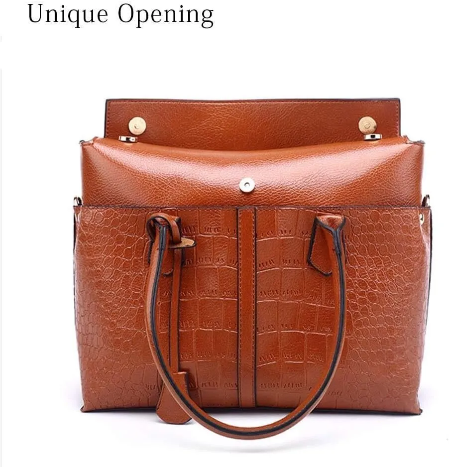 Women Fashion Tote Bag Crocodile Texture Handbag And Purses Ladies Shoulder Bag Satchel Work Top Handle Bag