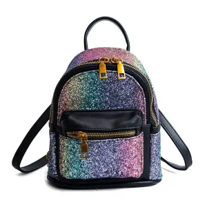 Women Girls Shining Backpack Convertible Shoulder Cross Purse Child Travel Bag Daypack