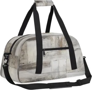 Wood Grain Kids Overnighter Duffel Bags for Boys, Carry-On Size Sports Gym Bag with Front Zipper Pocket for School Practice or Overnight Travel Weekender Sleepover Tote Bag