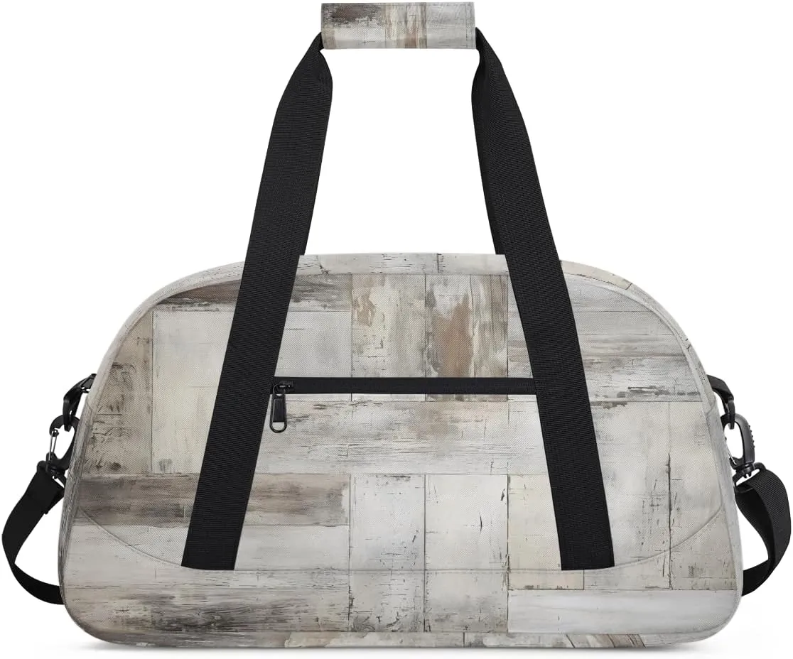 Wood Grain Kids Overnighter Duffel Bags for Boys, Carry-On Size Sports Gym Bag with Front Zipper Pocket for School Practice or Overnight Travel Weekender Sleepover Tote Bag