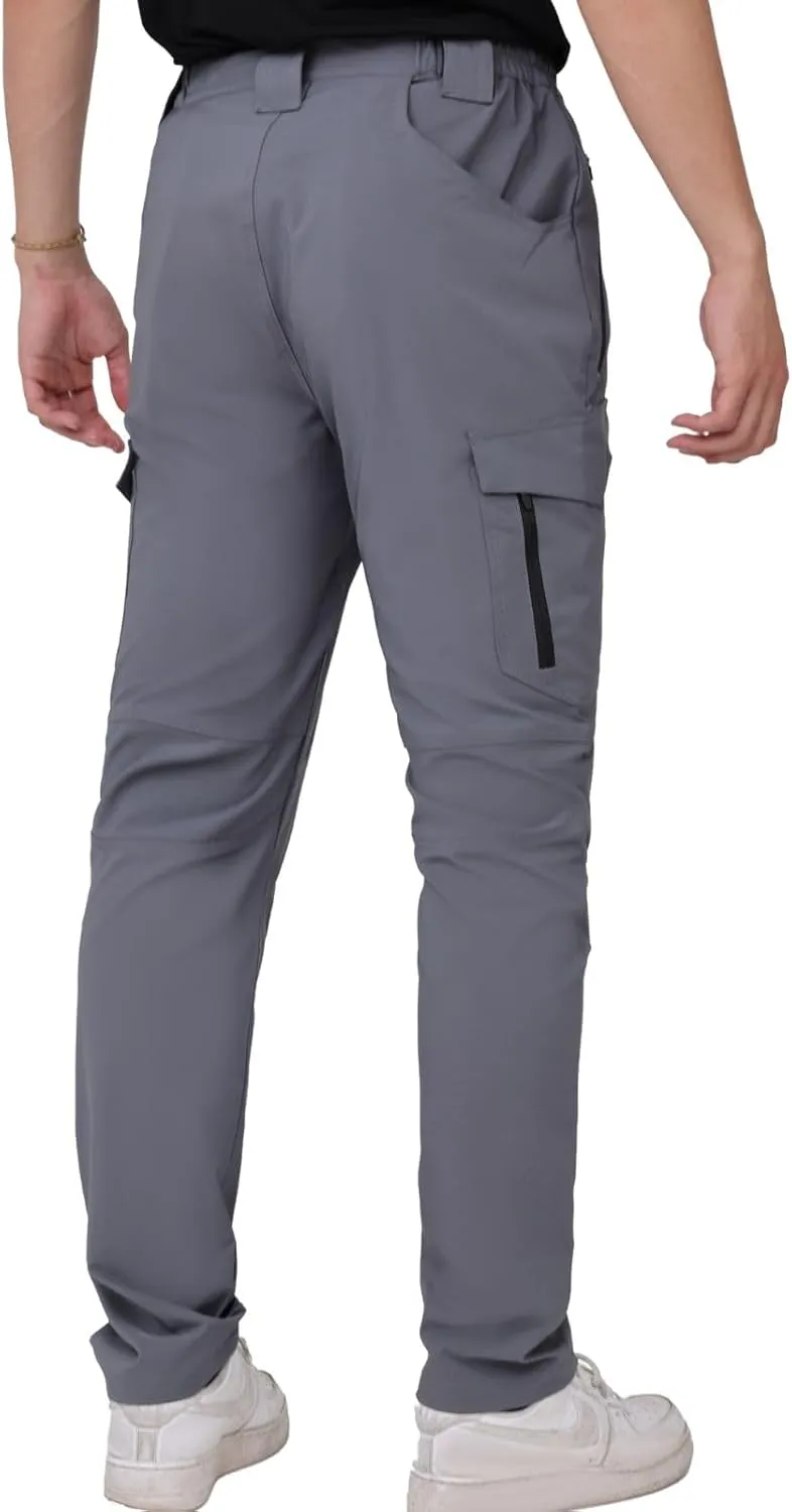 WORK IDEA Men's Hiking Pants Strench Waterproof Lightweight Outdoor Fishing Pants with Cargo Pockets