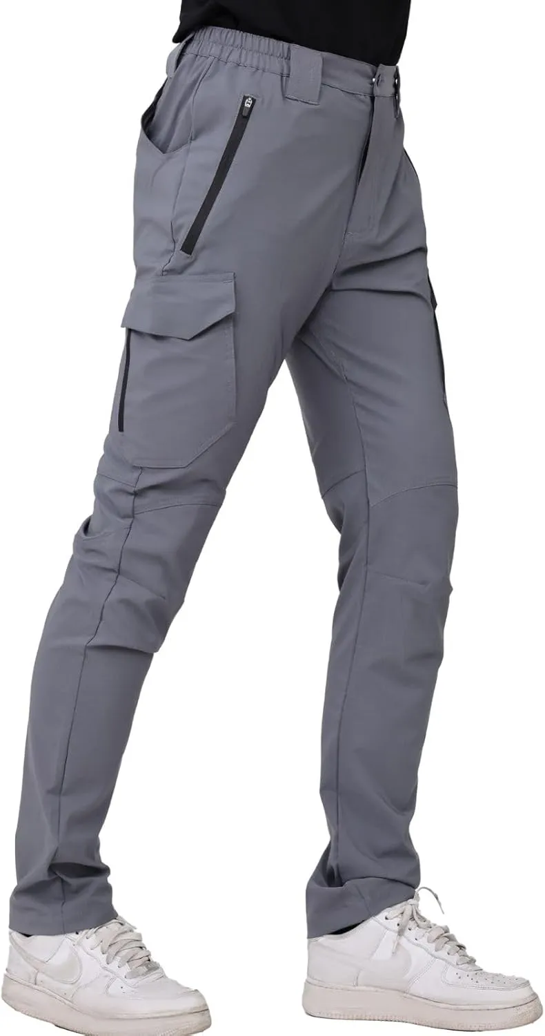WORK IDEA Men's Hiking Pants Strench Waterproof Lightweight Outdoor Fishing Pants with Cargo Pockets
