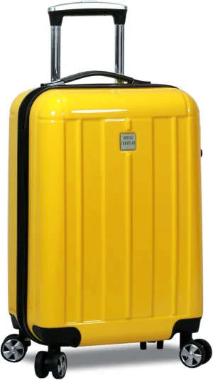 World Traveler Contour Lightweight Polycarbonate Hardside Expandable Spinner Luggage with TSA Lock, Yellow, 20-inch