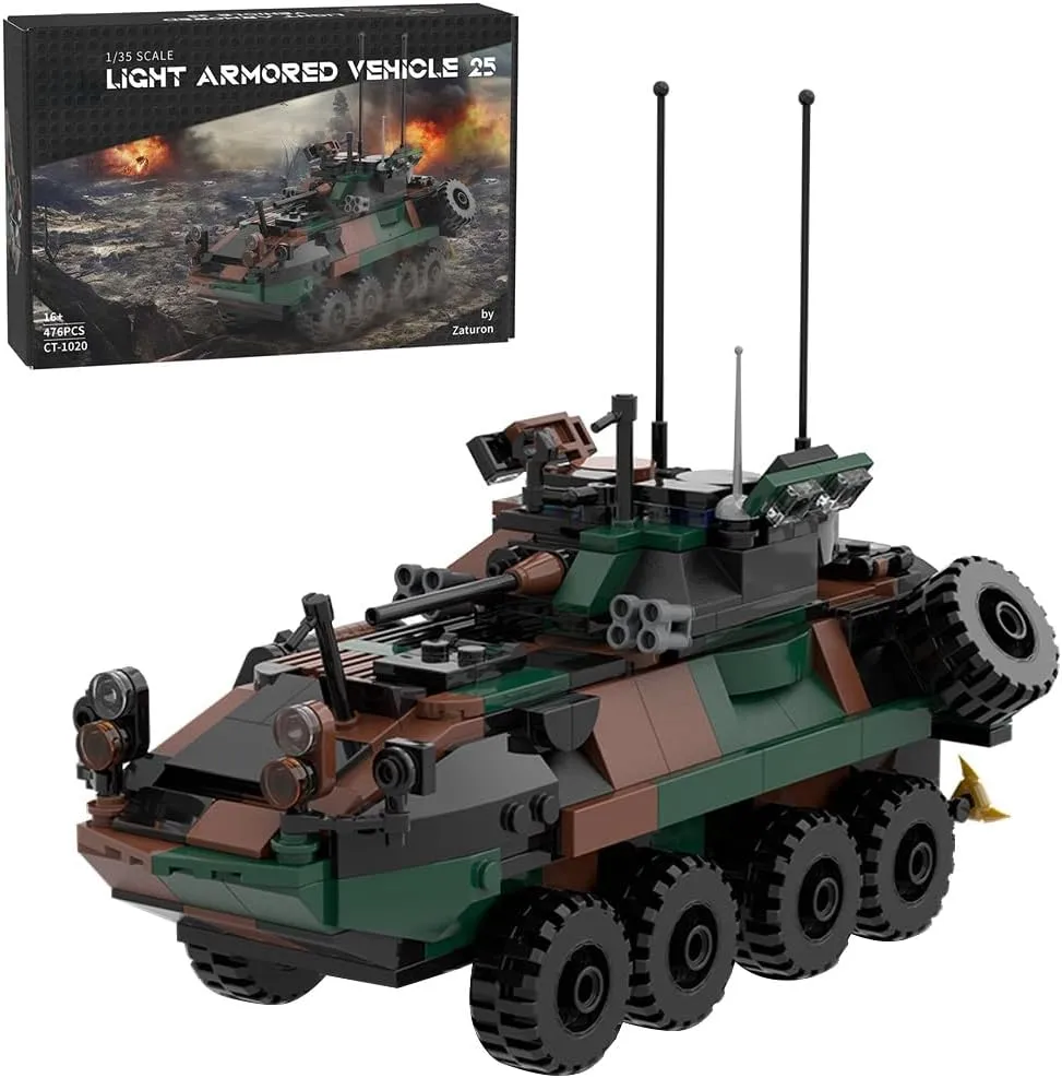 WOWOBONTOY Military Armored Truck Model, 476PCS 1/35 Scale LAV-25 Infantry Fighting Vehicle Building Block Bricks Kit, MOC-126469