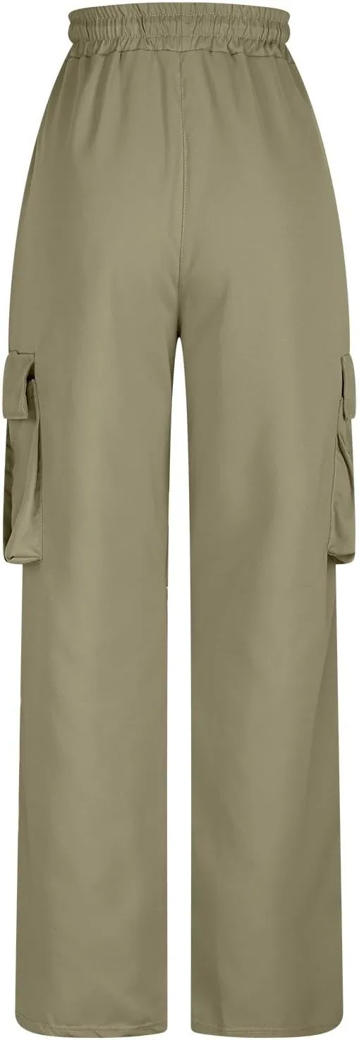 Xiaojmake Men's Casual Elastic Waist Cargo Pant with Zipper Pockets Loose Workout Pants Outdoor Hiking Running Tactical Pant