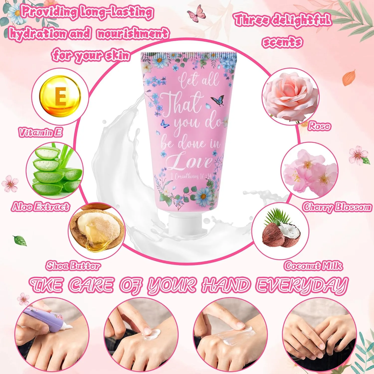 Y1tvei 36 Set Teacher Appreciation Hand Cream for Dry Cracked Hands, Christmas Basket Stuffers, Bible Verse Gift for Women, Hand Lotion with Tag, Mini Hand Moisturizing Hand Care Scripture