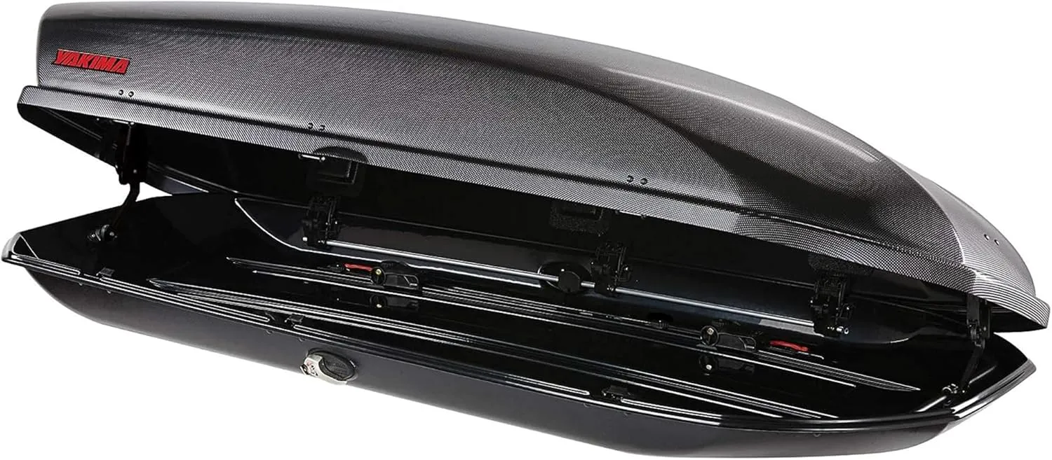 Yakima Roof Cargo Carrier, Vehicle Rooftop Hard Shell Travel Storage Box with SKS Lock, SkyBox 12 Carbonite, 12 Cubic Feet, Black