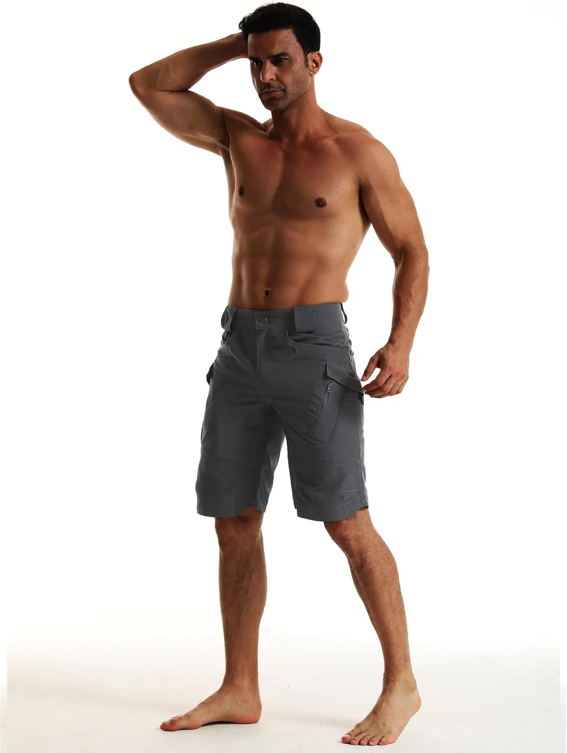 YAXHWIV Men's Hiking Cargo Shorts Lightweight Waterproof Tactical Outdoor Work Shorts with Pockets