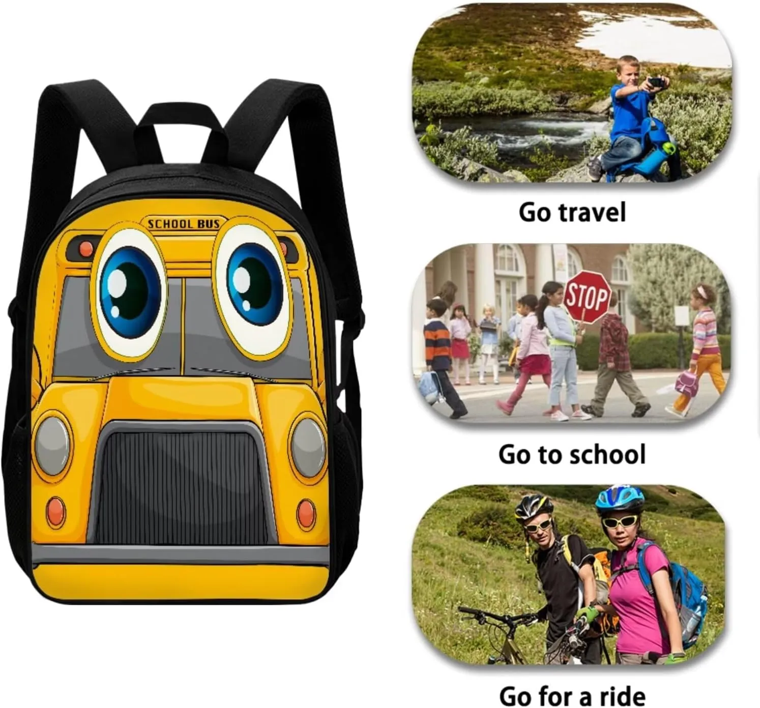 Yellow Cute Cartoon School Bus Kids Backpack with Lunch Box for School 3 in 1 Boys Girls School Bookbag Set with Pencil Case Large Capacity Backpack for Kids