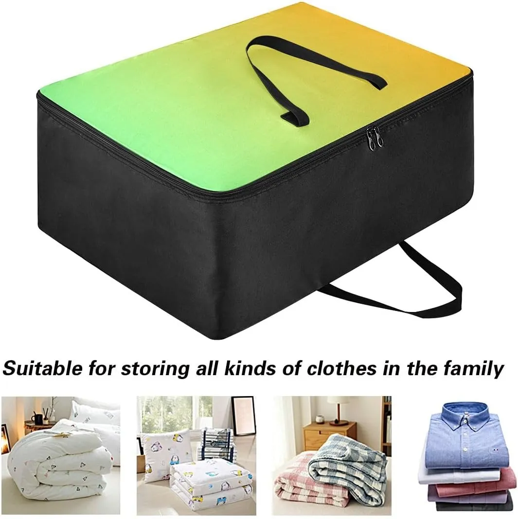 Yellow Green Gradient Storage Bag, 27.5x19.7x11 In, Garment Storage Organizer Travel Cargo Duffel Bags Storage Organizer for Clothes, Bedding, Comforter