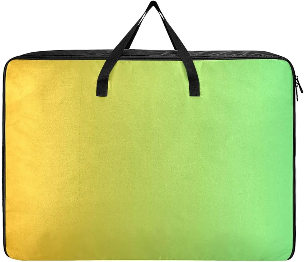 Yellow Green Gradient Storage Bag, 27.5x19.7x11 In, Garment Storage Organizer Travel Cargo Duffel Bags Storage Organizer for Clothes, Bedding, Comforter