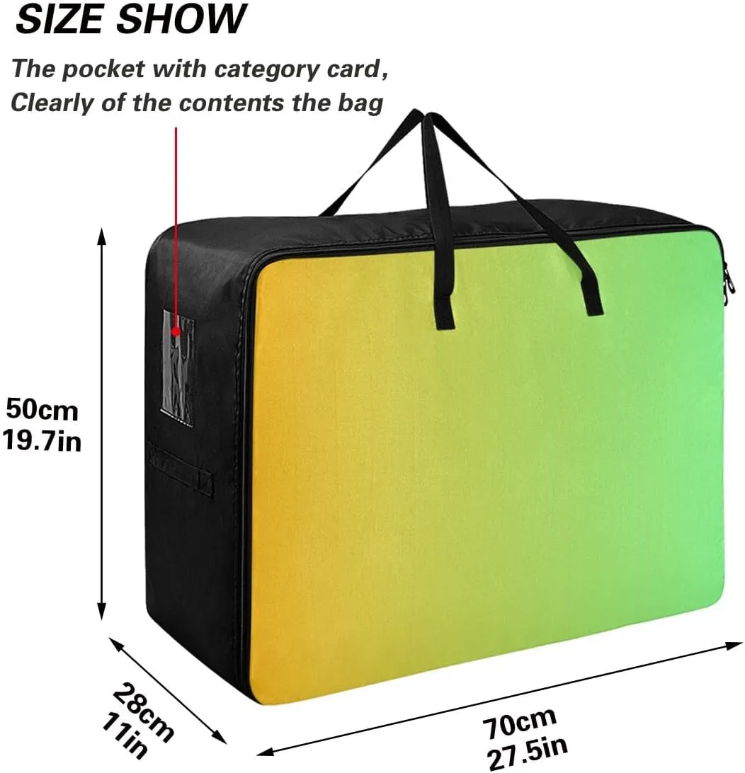 Yellow Green Gradient Storage Bag, 27.5x19.7x11 In, Garment Storage Organizer Travel Cargo Duffel Bags Storage Organizer for Clothes, Bedding, Comforter