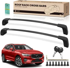 YHTAUTO Car Roof Rack Cross Bar Compatible with Volvo XC60 2018-2023 SUV w/Flush Rails, 165 Lbs Aluminum Alloy Cargo Bar for Rooftop Tent Kayak Bike Luggage Snowboard Ski Board Canoe