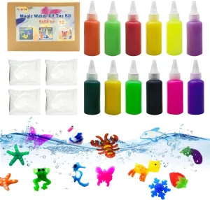 Yichushisu Aqua Fairy Water Gel Refill Kit for Kids-Magic Water Elf Toy-Water Pets DIY Squishy Maker Kit-Craft Kits for Kids-Birthday Gifts for Boys and Girls (12 Colors, 4 Bags of Calcium Pellets)
