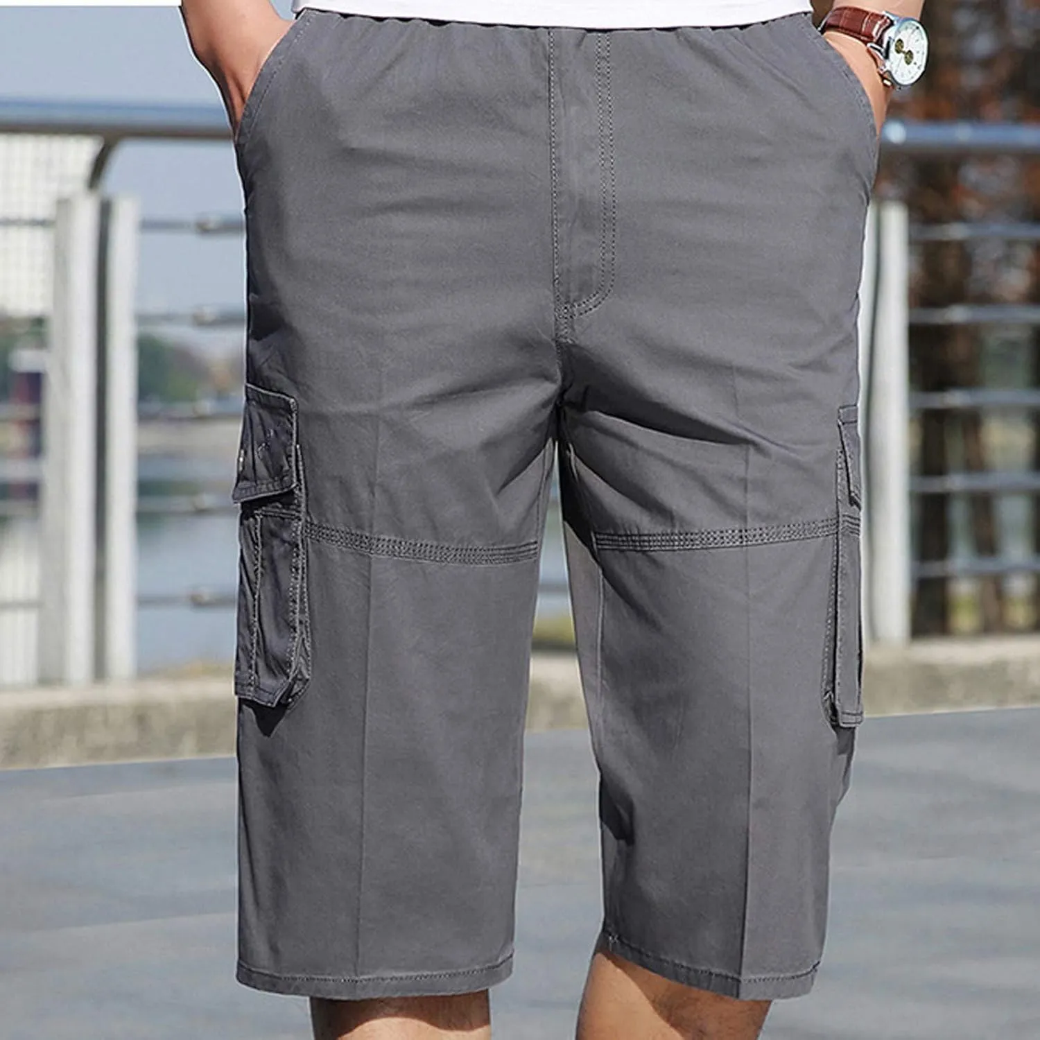 Ymosrh Army Shorts for Men Fashion Zipper Outdoors Pocket Shorts Sports Overalls Casual Pants Mens Kakies Shorts
