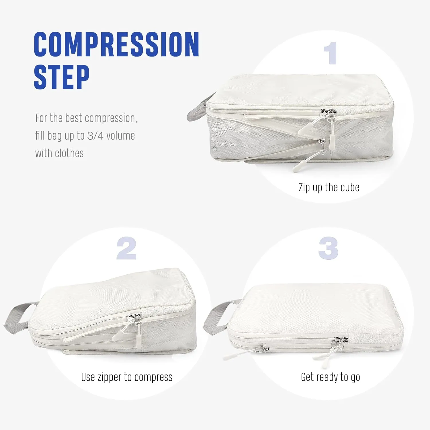 YOOFAN Packing Cubes - Suitcase and Luggage Organizer Set for Effortless Travel, Compressible Bags, Compression Cubes, Traveling Essentials (Beige, 8 Set)
