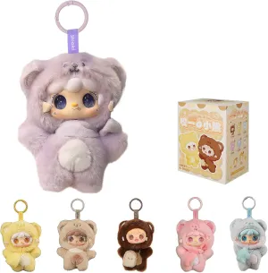 Yooki Take a Bite of Bear Series Plush Blind Box 6 PCS- Cute Vinyl Face Random Design Action Figures, Collectible Mystery Stuffed Toys Bag Charm Birthday for Girls
