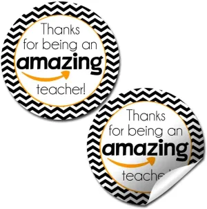 You’re Amazing Online Shopping Themed Teacher Appreciation Thank You Sticker Labels, 40 2" Party Circle Stickers by AmandaCreation, Great for Envelope Seals & Gift Bags