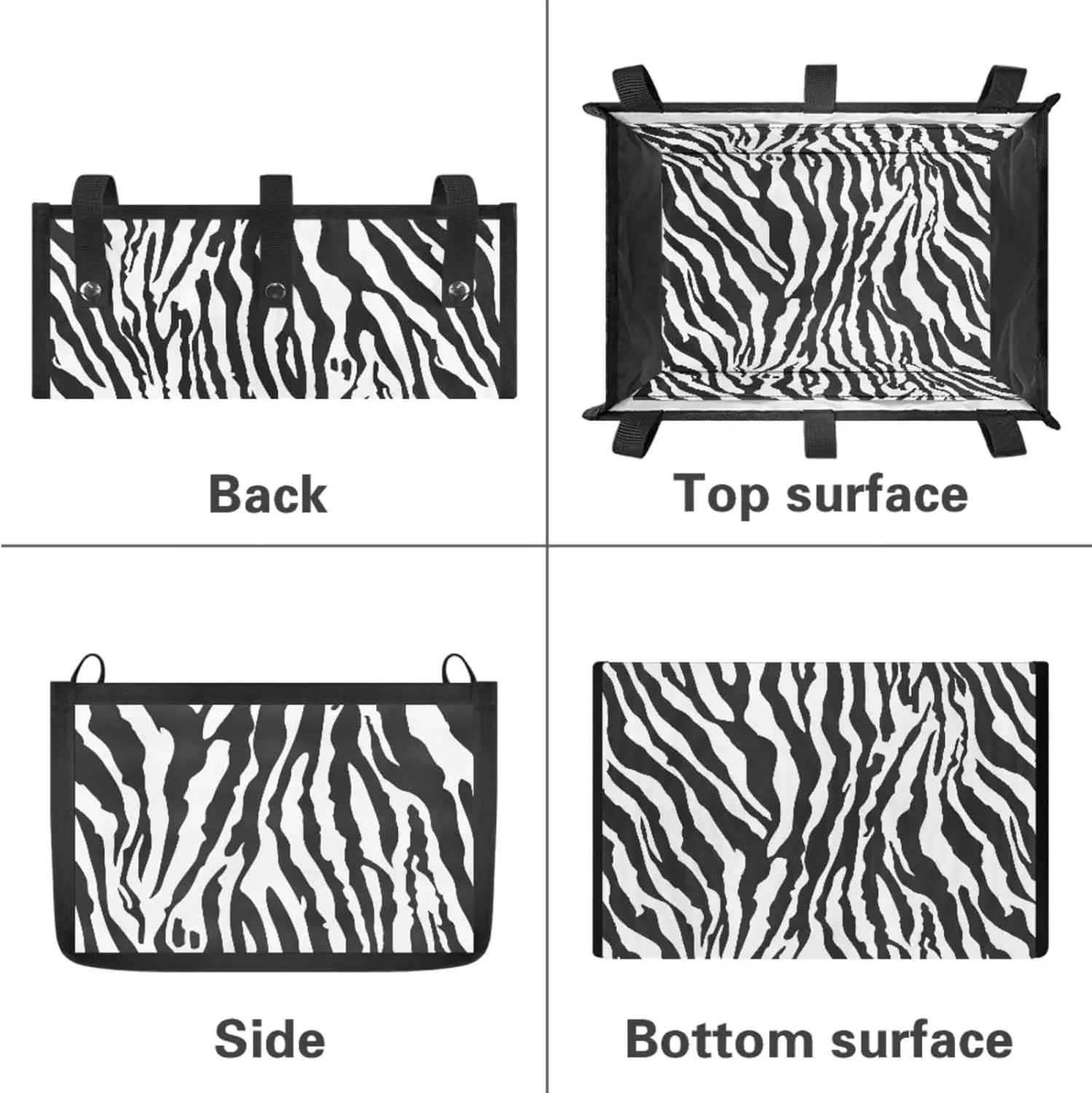 Zebra Print 3Pcs Rollator Walker Decoration with Under Seat Bag Seat and Backrest Covers for Ladies Walker Seat Cushion Cover Soft Rollator Walker Basket for Senior