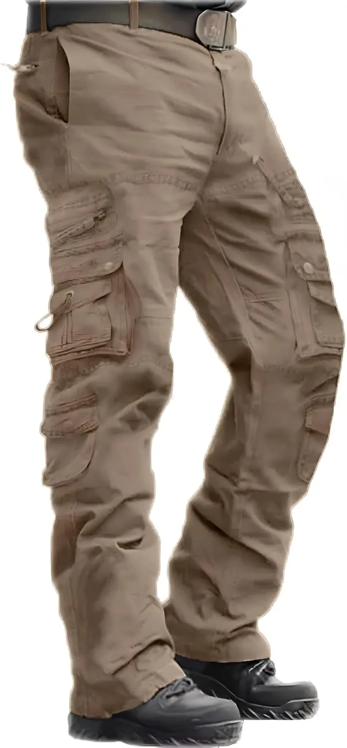 ZEFOTIM Mens Cargo Pants Solid Color Wide Leg Comfy Pant Military Loose Fit Trousers with Pockets