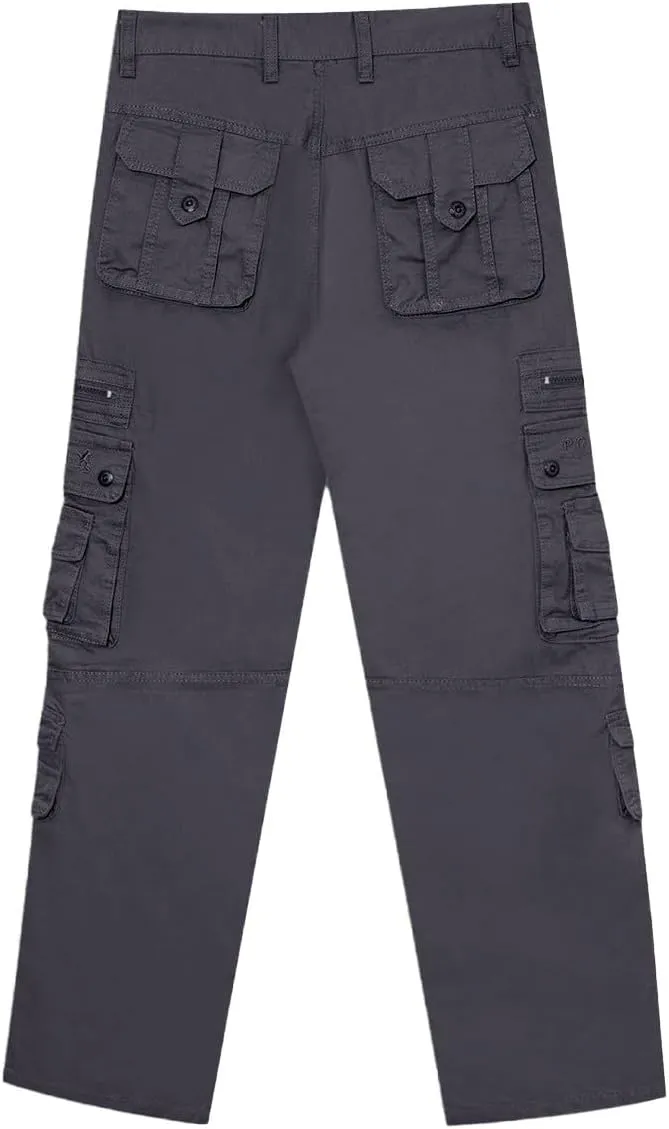 ZEFOTIM Mens Cargo Pants Solid Color Wide Leg Comfy Pant Military Loose Fit Trousers with Pockets