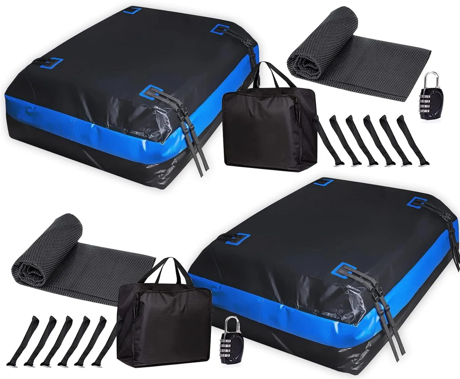 ZONETECH Car Roof Cargo Bag Waterproof Protective Anti Slip Mat, Cold, Tear and Dust Resistant (2 Pack 21 Cubic Feet)