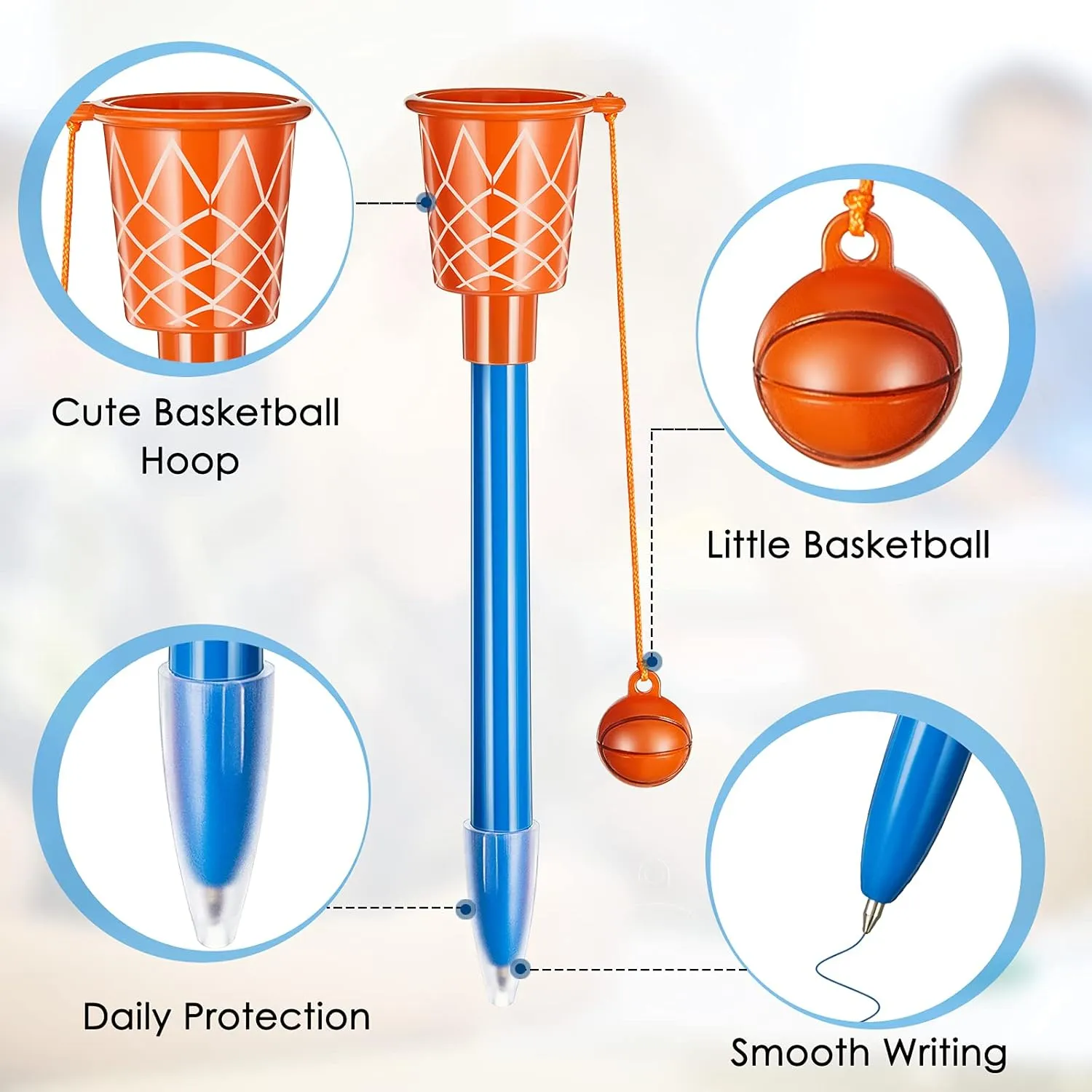 Zonon 18 Pieces Basketball Hoop Pens Bulk Basketball Party Favors Novelty Pens for Kids Sports Theme Birthday Party Sports Club Supplies Christmas Gifts, 0.7mm
