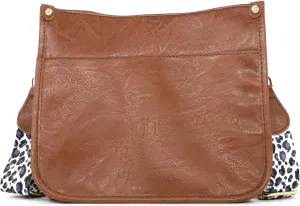 Zyyfly Vegan Leather Purse Medium Size Crossbody Bags for Women with Leopard Guitar Strap